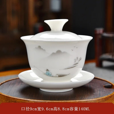 Vintage käsitsi maalitud keraamiline Gaiwani teetass Hiina stiilis teekauss Kung Fu teekomplekt Chawanmushi kauss kaanega Gaiwan Jingde Town