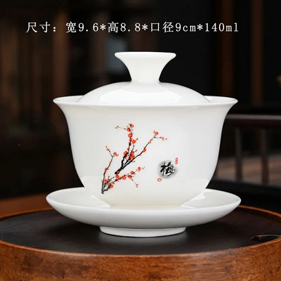 Vintage käsitsi maalitud keraamiline Gaiwani teetass Hiina stiilis teekauss Kung Fu teekomplekt Chawanmushi kauss kaanega Gaiwan Jingde Town