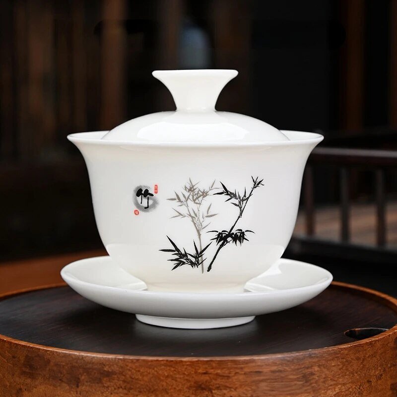 Vintage käsitsi maalitud keraamiline Gaiwani teetass Hiina stiilis teekauss Kung Fu teekomplekt Chawanmushi kauss kaanega Gaiwan Jingde Town