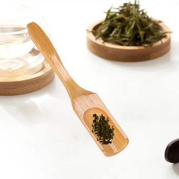1 бр. Чаена лъжица от естествен бамбук Китайска лопата за чай Kongfu Дървена чайна церемония Аксесоари за чай