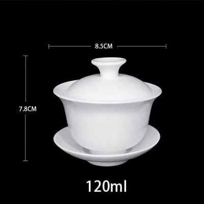 Dehua baltas porcelianinis dubuo dangtelis Buitinis Kungfu arbatos puodelis Gaiwan rankų darbo keraminis arbatos rinkinys, didelis mažas Sancai dangtelis