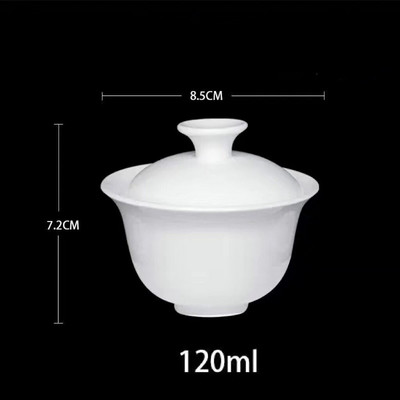 Dehua baltas porcelianinis dubuo dangtelis Buitinis Kungfu arbatos puodelis Gaiwan rankų darbo keraminis arbatos rinkinys, didelis mažas Sancai dangtelis