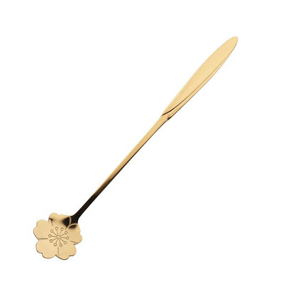 Nerūdijančio plieno auksinės gėlės formos šaukštas desertinis kavos šaukštas mielas vyšnių žiedų ilgas kotas medaus šaukštas Vestuvių vakarėlis