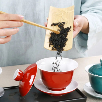 Керамична чаша за супник за чай с индигова глазура Комплект порцеланова тенджера за син гайван чай Чайник за пътуване Ръчно рисувана купа с червен капак Чаен комплект 180 ml