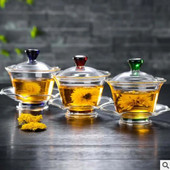 Hiina teekausid kuumakindlast klaasist Gaiwan värvilisest teekeetja Gai Wan Gaiwan reisimiseks Tiibeti kauss Tureen Cup Puer Cups komplekt