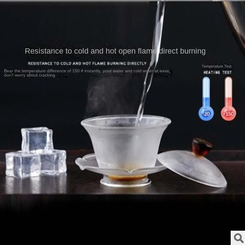 Hiina teekausid kuumakindlast klaasist Gaiwan värvilisest teekeetja Gai Wan Gaiwan reisimiseks Tiibeti kauss Tureen Cup Puer Cups komplekt