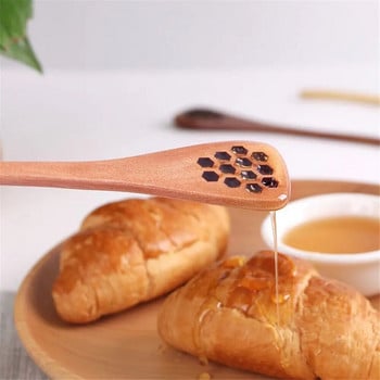 1 ΤΕΜ. Ξύλινο κουτάλι με μακρύ χερούλι Μεζούρες τσαγιού μελιού Αξεσουάρ κουζίνας κουταλιού γλυκού απλού στυλ