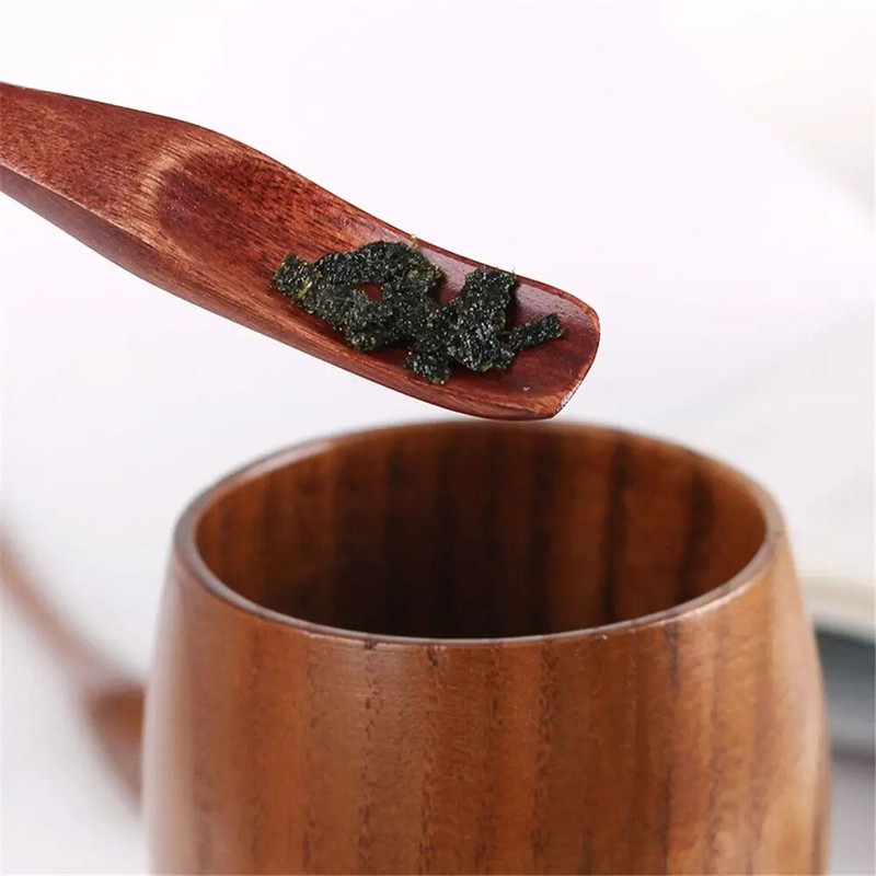 1Gb ar garu rokturi koka karote medus tējas karotes Vienkārša stila deserta karote Virtuves piederumi