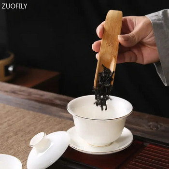 Много стилни лъжички за чай Лопата Китайска кунг-фу чайна церемония Six Gentleman Аксесоари Matcha Естествена бамбукова сплав Чаена лъжичка Подарък