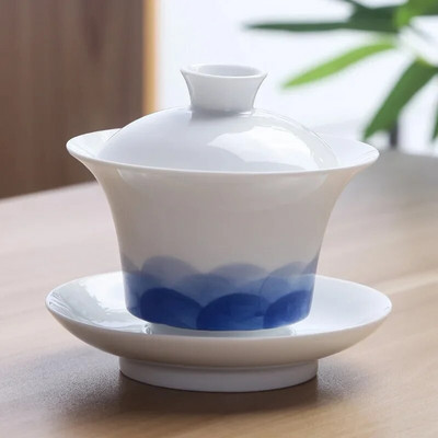 Rankomis dažytas mėlyno rašto poglazūrinis keramikinis arbatos dubuo arbatos puodelis didelio dydžio Jingdezhen arbatos puodelis Sopera De Ceramica Gaiwan