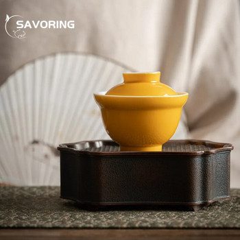 150 мл креативна тиква с керамично покритие Купа с китайска цветна глазура за чай с капак Ръчно изработена машина за чай Gaiwan Non Hot Soperas