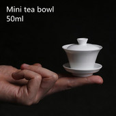 Mini 50 ml Gaiwan arbatai Tvirtas baltas porcelianinis turenas su dangteliu arbatos indas Kelioninis Kung Fu arbatos rinkinys Kinijos puodelis Maži dubenėliai Chawan