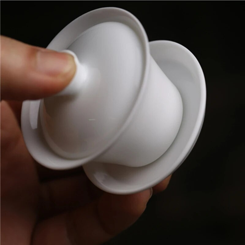 Mini 50 ml Gaiwan arbatai Tvirtas baltas porcelianinis turenas su dangteliu arbatos indas Kelioninis Kung Fu arbatos rinkinys Kinijos puodelis Maži dubenėliai Chawan