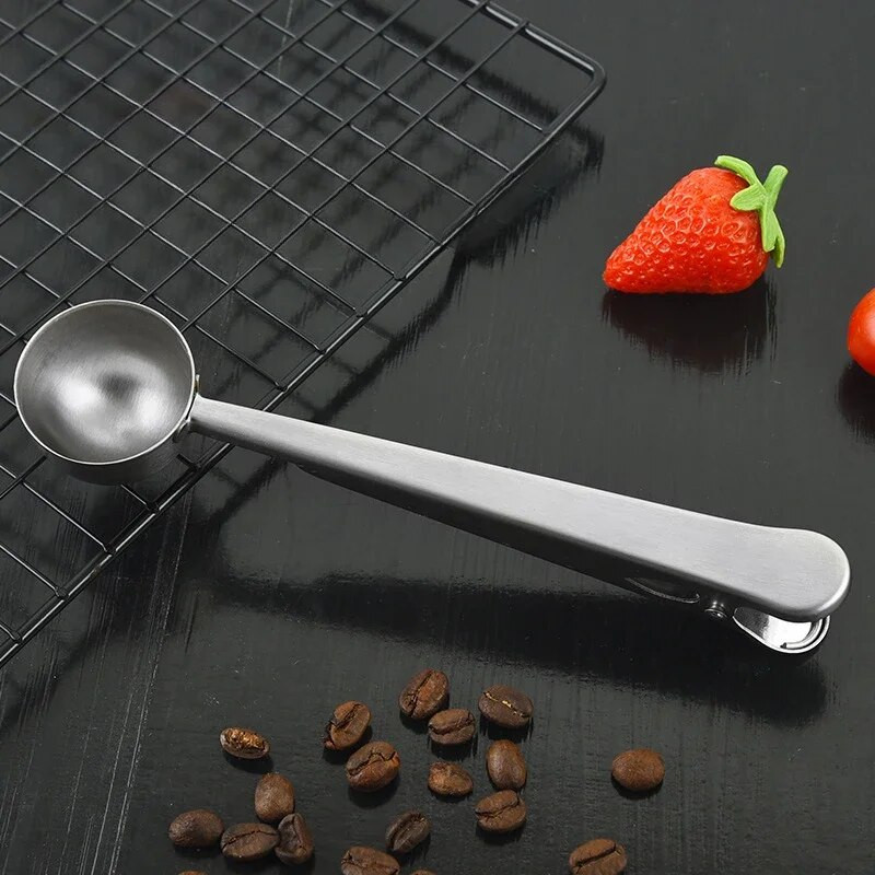 Roostevabast terasest lusikahoidja, tihendusklamber, toidu ja suupistete sulgemisklamber, kohvilusika mõõtelusikas, piimapulbri teeklamber