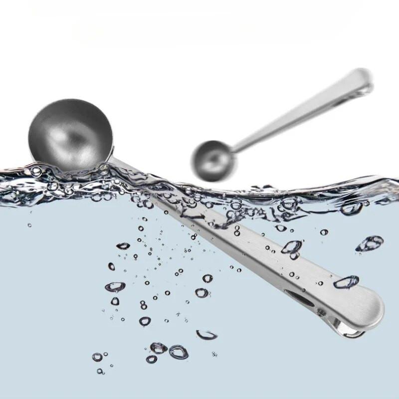 Roostevabast terasest lusikahoidja, tihendusklamber, toidu ja suupistete sulgemisklamber, kohvilusika mõõtelusikas, piimapulbri teeklamber