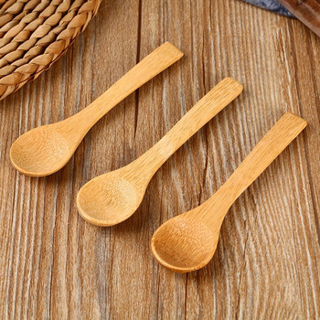 5PCS Малки дървени лъжици Mini Nature Spoons Wood Honey Чаена лъжичка Подправки за готвене Лъжици за кухня Светлокафяв