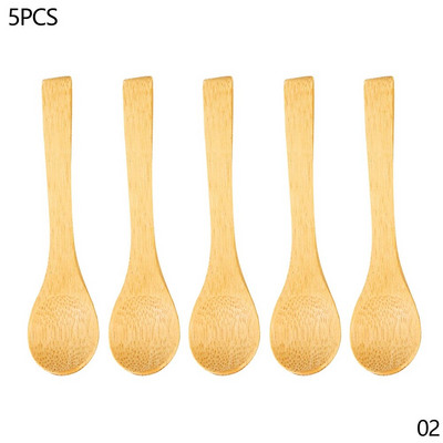 5 vnt Maži mediniai šaukšteliai Mini gamtos šaukštai medaus medaus arbatinis šaukštelis maisto gaminimo prieskonių šaukštai virtuvei šviesiai rudi
