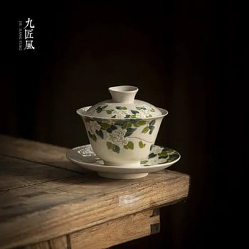 Винтидж Sancai Gaiwan Китайски керамични прибори за чай Чаши за чай Чай Супник Ръчно изработен домашен декор Кунг Фу Порцелан Чаши за купа за чай