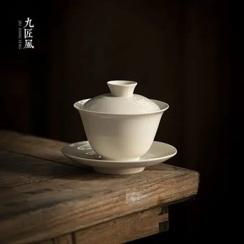 Винтидж Sancai Gaiwan Китайски керамични прибори за чай Чаши за чай Чай Супник Ръчно изработен домашен декор Кунг Фу Порцелан Чаши за купа за чай