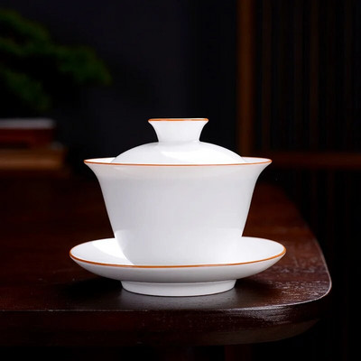 190 ml Hiina sinist ja valget portselanist tee Tureen keraamilised värvilised lilled Gaiwan käsitsi maalitud teetass Kodune jooginõud Decor Käsitöö