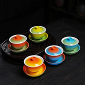 Kung Fu Tea Set Tea Tureen Gradient Glaze Bowl Not is Not Hot Κεραμικό μπολ τσαγιού Μπολ Χέρι πιάσιμο Κύπελλο πορσελάνης Gaiwan