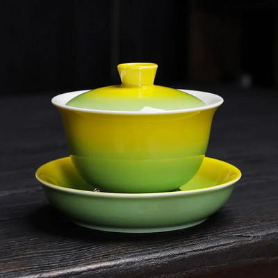 Kung Fu Tea Set Tea Tureen Gradient Glaze Bowl Not is Not Hot Κεραμικό μπολ τσαγιού Μπολ Χέρι πιάσιμο Κύπελλο πορσελάνης Gaiwan