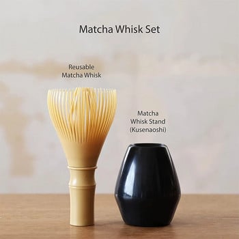 Ρητίνη Matcha Japanese Chasen Brush Tools for Matcha Green Tea Powder Reusable Powder Whisk with Whisk Holder Tea Ceremony
