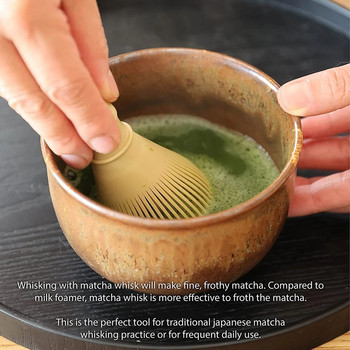 Ρητίνη Matcha Japanese Chasen Brush Tools for Matcha Green Tea Powder Reusable Powder Whisk with Whisk Holder Tea Ceremony
