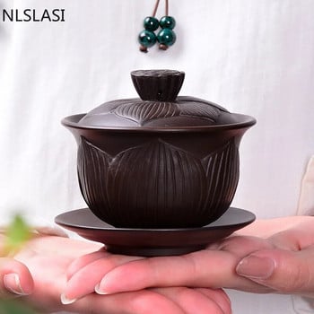 Yixing Zisha Cover Bowl Tea Cup Tea Set Tea Set Tea Bowl Tea Bowl Tea Cup Travel Portable Tea Set Офис Домакински комплект за пиене NLSLASI