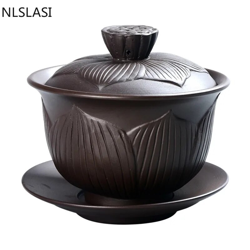 Yixing Zisha Cover Bowl Teetass Teekomplekt Teekomplekt Teekauss Teetass Travel Kaasaskantav teekomplekt Kontori joogikomplekt NLSLASI