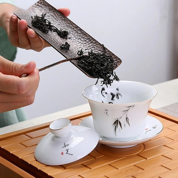 Jingdezhen Керамична купа за чай Gaiwan Бял порцеланов чайник с капак Чаша за чай Китайски сервиз за чай Консумативи Домакински съдове и прибори