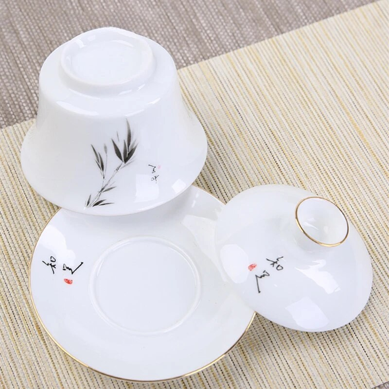 Jingdezheni keraamiline Gaiwani teekauss, valge portselanist teekeetja kaanega teetassiga Hiina teekomplekt, tarvikud majapidamises kasutatavad jooginõud