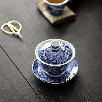 Jingdezhen Wanhua Tureen Μπλε και Λευκό Αντίκα Gaiwan Tureen Οικιακό Σετ τσαγιού Kung Fu High-End Μεγάλης χωρητικότητας μη ζεματιστό