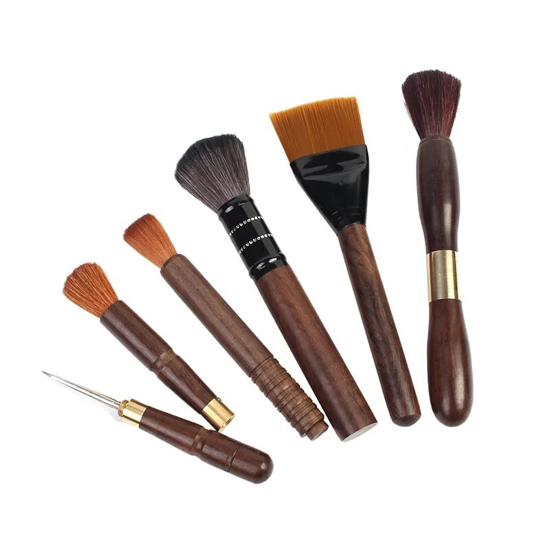 1vnt Puer Tools Natūralaus medžio ilgos rankenos arbatos padėklo valymo įrankiai Šepetys Minkšti arbatinuko šepečiai Prying Tea Brick Profesionalus įrankis