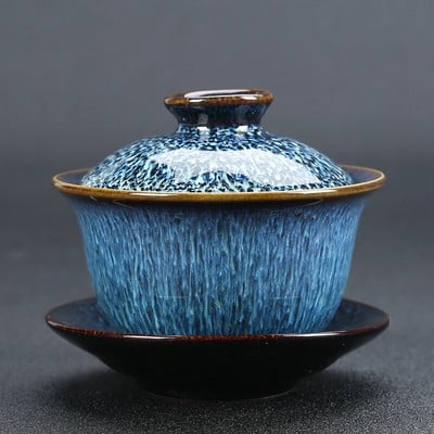 Keraminis „Gaiwan“ arbatos indas „Sancai Gaiwan Kung Fu“ arbatos rinkinio puodelio krosnis, pakeista „Portelain“ arbatos „Tureen“ arbatos puodelis Namų didelė arbatos virimo aparatas