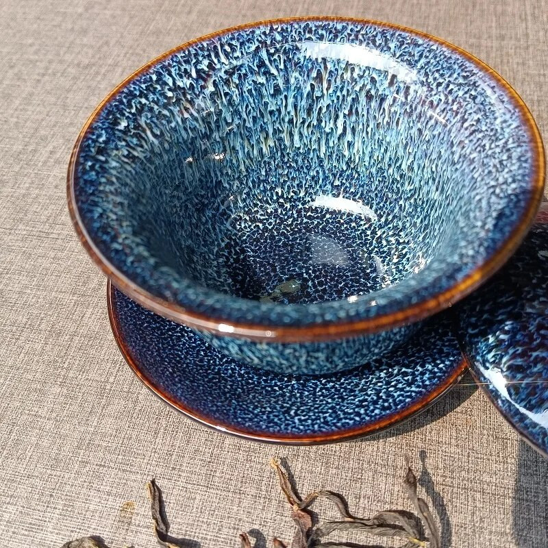 Keraamiline Gaiwani teenõu teekauss Sancai Gaiwan Kung Fu teekomplekti tassiahju Vahetatud portelaani tee Tureeni teetass Kodu suur teekeetja