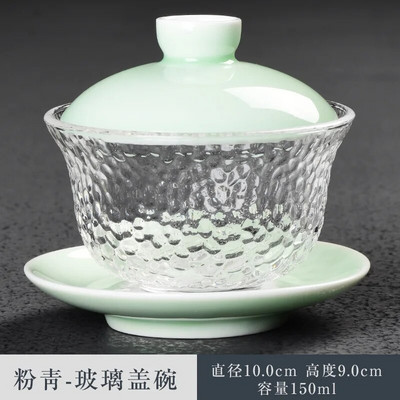 Karščiui atsparus stiklinis dubuo su keramikiniu dangteliu Kung Fu arbatos rinkinys Kinijos arbatos puodelis Gaiwan arbatinukas Tureen Gai Wan Gaiwan skirtas Travel Puer