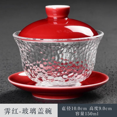 Karščiui atsparus stiklinis dubuo su keramikiniu dangteliu Kung Fu arbatos rinkinys Kinijos arbatos puodelis Gaiwan arbatinukas Tureen Gai Wan Gaiwan skirtas Travel Puer