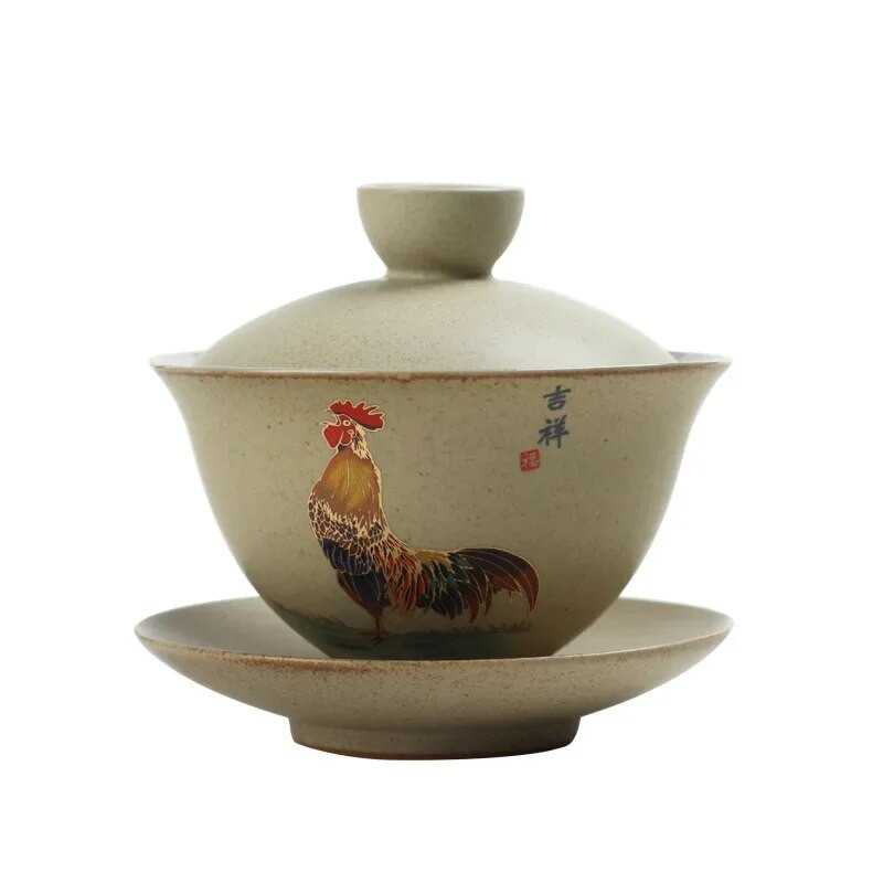 Kivist teekausi komplekt, Hiina Gaiwan, majapidamises kasutatavad retro kuke teetassid, jämekeraamiline teenõu, keraamiline teetass alustassiga