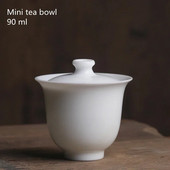 Mini 90 ml Suet Jade Portselan Gaiwan Tee jaoks Tahke valge Tureen kaanega Teenõu Reisi Kung Fu Teekomplekt Väikesed Tassikausid Chawan