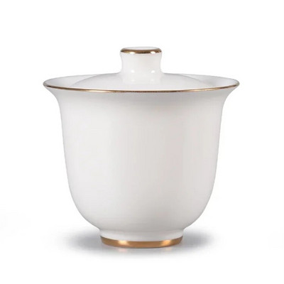 Mini 90 ml Suet Jade Portselan Gaiwan Tee jaoks Tahke valge Tureen kaanega Teenõu Reisi Kung Fu Teekomplekt Väikesed Tassikausid Chawan