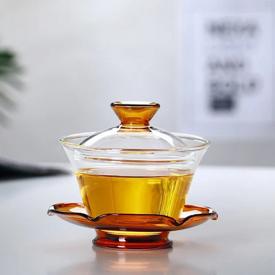 Värviline kuumakindlast klaasist kaanega kauss teetass Hiina teetassid Gaiwan teekann Gaiwan reisimiseks Tureen Gai Wan Puer komplekti kruusid