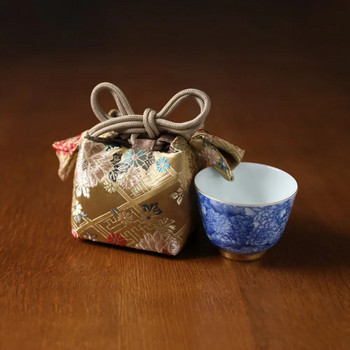 Тъканова чанта за съхранение Удебелена Пътуваща сервиз за чай Органайзер Инструмент Аксесоари за принадлежности за чай Преносима ръчно изработена платнена торбичка за чаена чаша