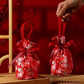 Κορεάτικος καμβάς εορταστικός λουλουδάτος κορδόνι τσάντα ζάχαρης καμβάς λουλούδι φιόγκος μαργαριτάρι Γαμήλια τσάντα μεγάλης χωρητικότητας Jewerly τσάντα συσκευασίας