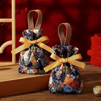 Κορεάτικος καμβάς εορταστικός λουλουδάτος κορδόνι τσάντα ζάχαρης καμβάς λουλούδι φιόγκος μαργαριτάρι Γαμήλια τσάντα μεγάλης χωρητικότητας Jewerly τσάντα συσκευασίας