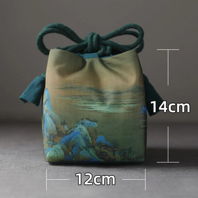 Arbatos indų laikymo maišelis Vintažinio audinio kelioninis arbatinukas arbatinuko medžiaginis maišelis lauke nešiojami sutirštinto porceliano laikymo maišeliai