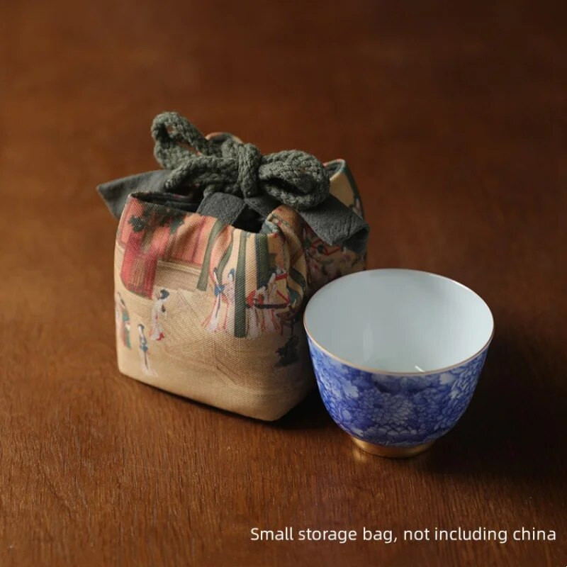 Arbatos indų laikymo maišelis Vintažinio audinio kelioninis arbatinukas arbatinuko medžiaginis maišelis lauke nešiojami sutirštinto porceliano laikymo maišeliai