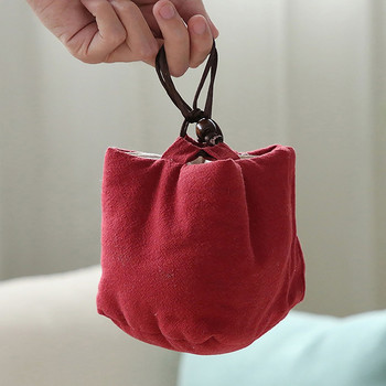 Чанта за сервиз за чай Памучно ленено платнена чанта за чаша за чай Пътна преносима сервиз за чай Устойчива на удар Удебелена чанта за съхранение против сблъсък