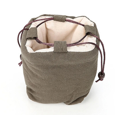 Arbatos rinkinio maišelis Medvilninis lininis amatai Arbatos puodelis Medžiaginis maišelis Kelioninis nešiojamas arbatos rinkinys, atsparus smūgiams, sutirštintas laikymo maišelis