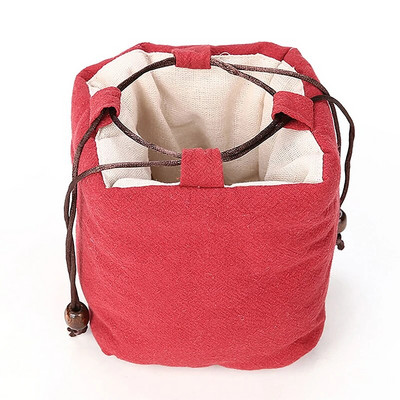 Arbatos rinkinio maišelis Medvilninis lininis amatai Arbatos puodelis Medžiaginis maišelis Kelioninis nešiojamas arbatos rinkinys, atsparus smūgiams, sutirštintas laikymo maišelis